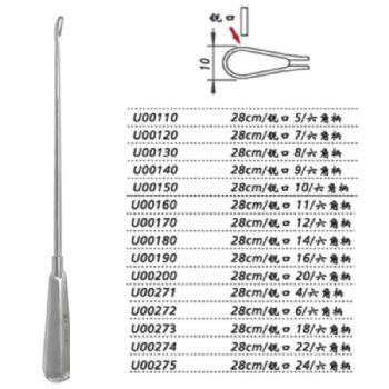 上海金鐘子宮刮U00150 28cm銳口10 六角柄