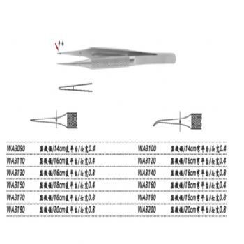 金鐘顯微鑷WA3090 14cm直平臺 頭寬0.4