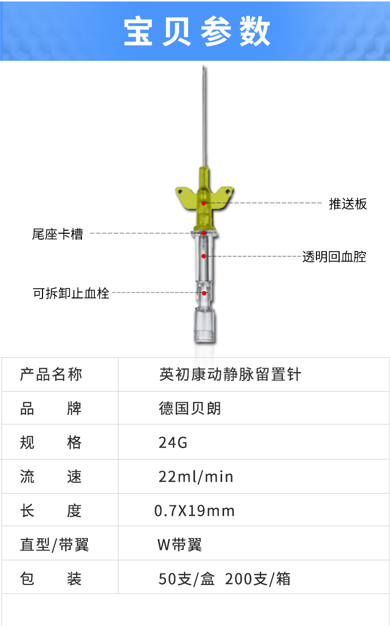 德國(guó)貝朗 Introcan-W 英初康 動(dòng)靜脈留置針（帶翼） 